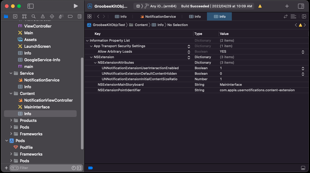 Content Info.plist 설정